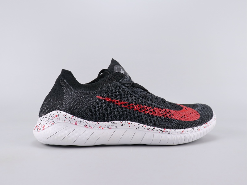 2020 Women Nike Free Rn Flyknit 2018 Black Red White Shoes